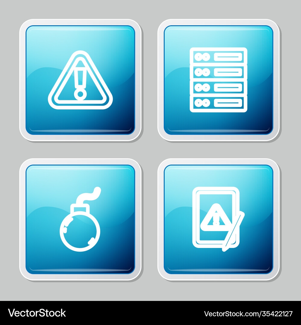 Set line exclamation mark in triangle server Set line exclamation mark in triangle server vector image