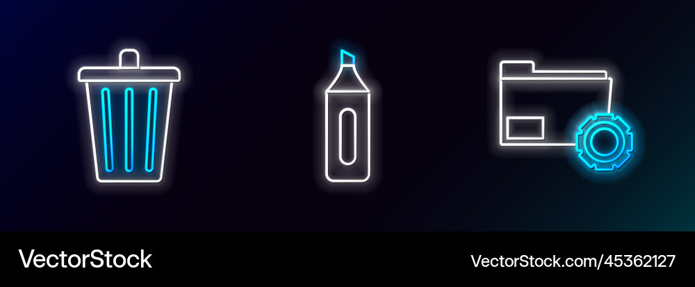 Set line folder settings with gears trash can Vector Image