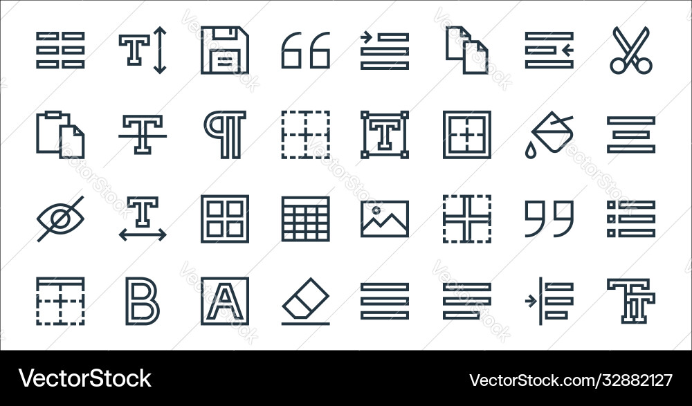 Text editor line icons linear set quality Text editor line icons linear set quality vector image
