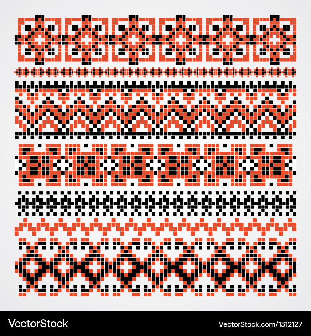 Traditional Ukrainian Cross Stitch Pattern Vector Image