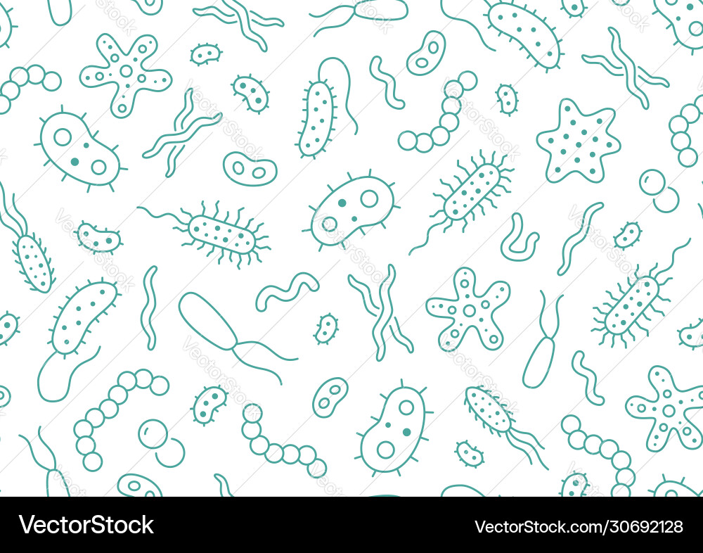 Bacteria virus microbe seamless pattern Royalty Free Vector
