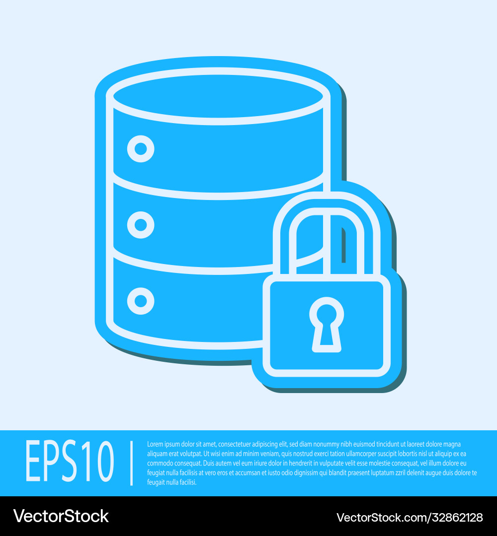 Blue line server security with closed padlock icon Blue line server security with closed padlock icon vector image