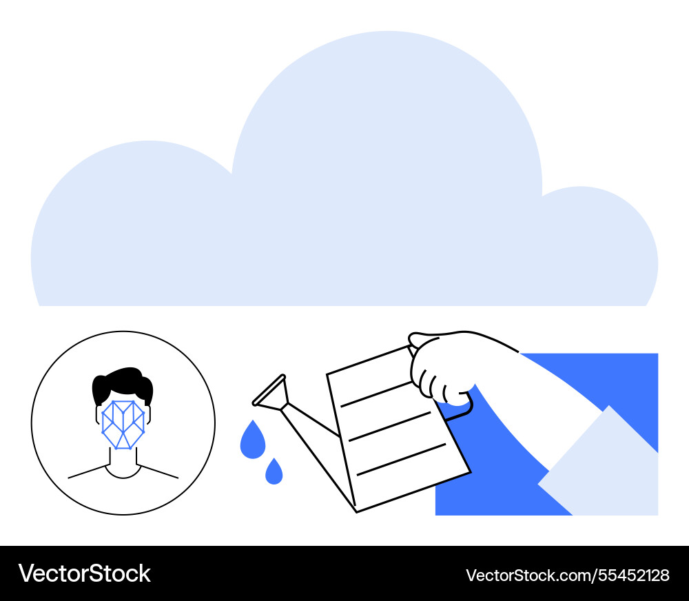Cloud-based data growth with ai face recognition Vector Image