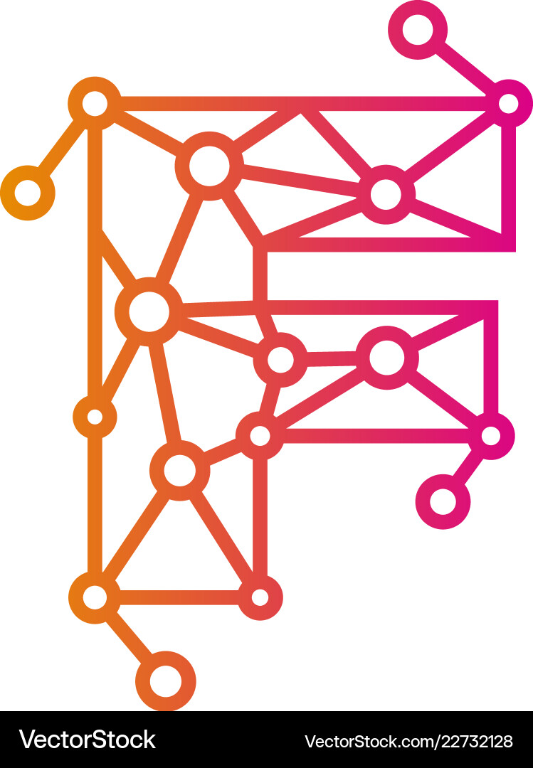 Connected F Network Logo Royalty Free Vector Image