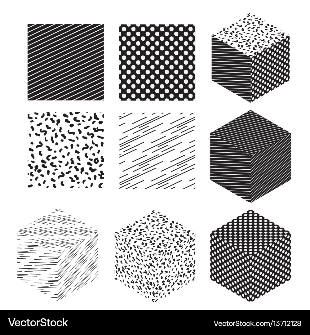 Cube shapes with patterns set Cube shapes with patterns set vector image