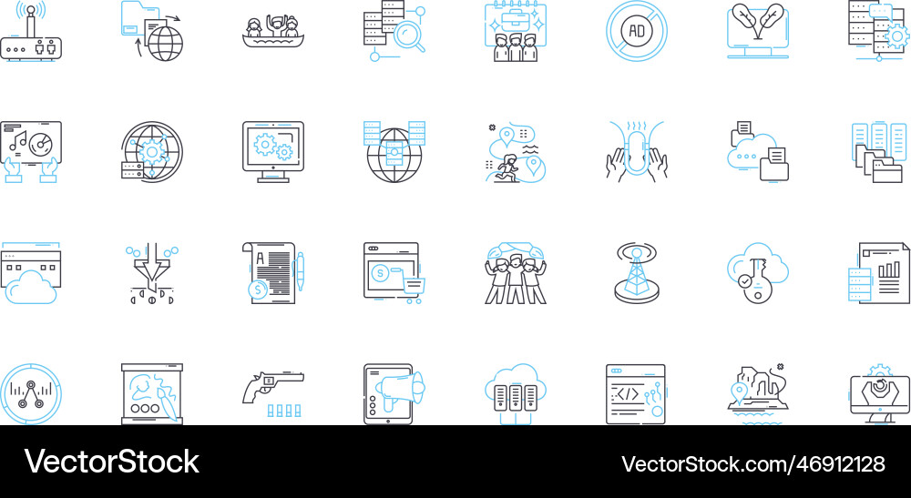 Data science linear icons set analytics big Data science linear icons set analytics big vector image