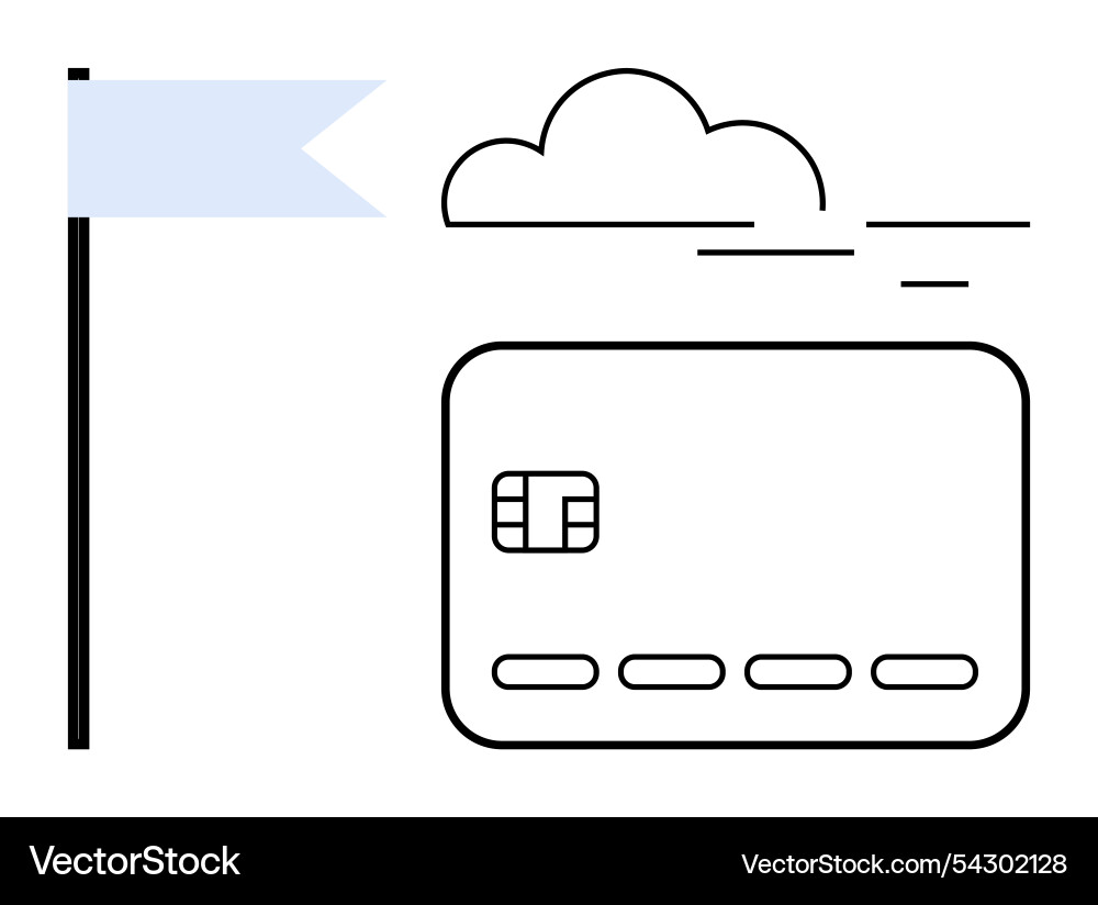 Digital credit card with cloud computing and flag vector image