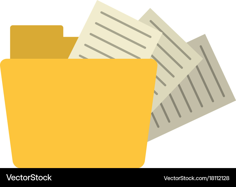 File folder with documents coming out icon image Vector Image