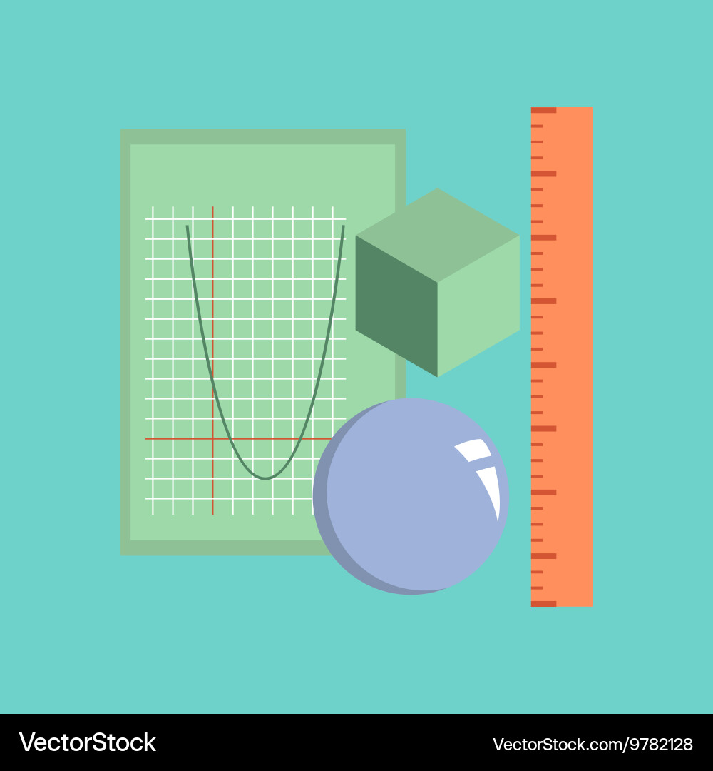 Flat icon on stylish background geometry lesson vector image