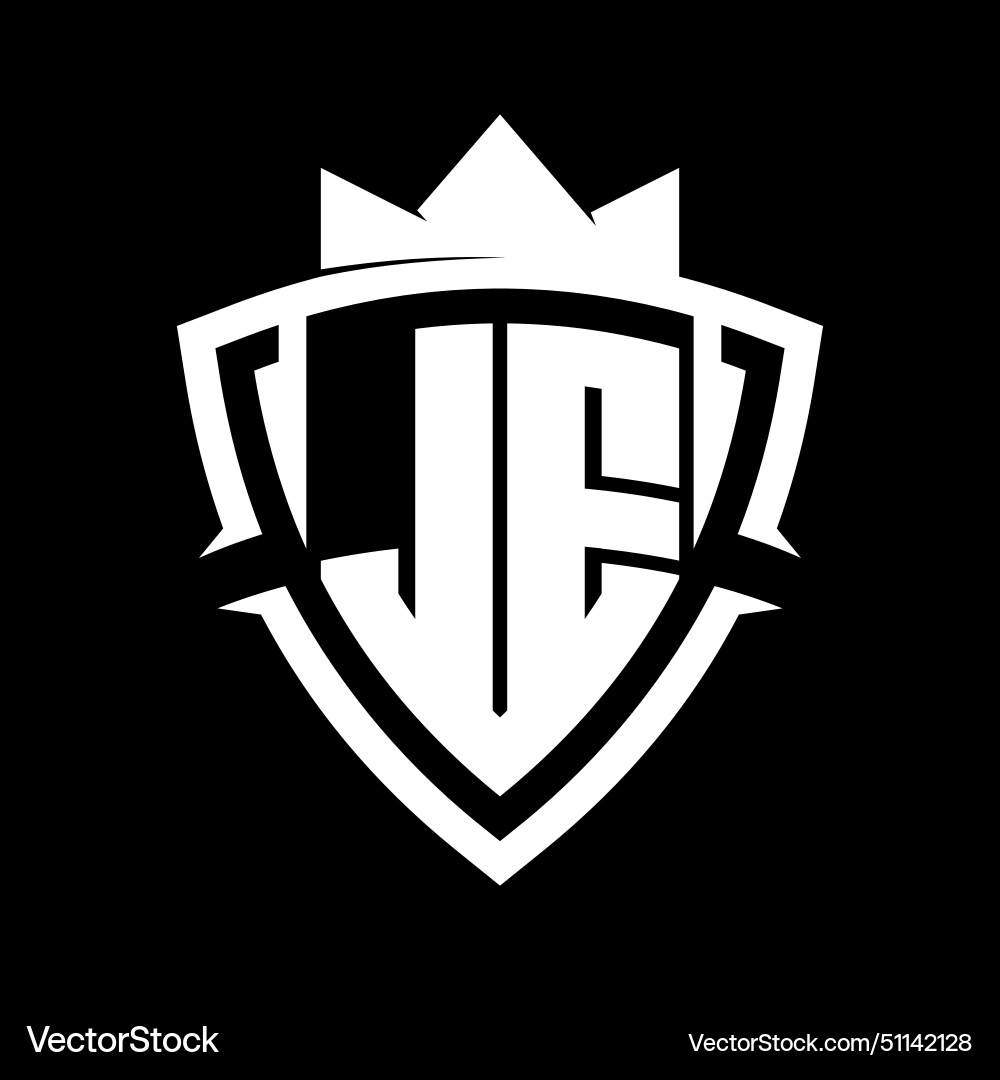Je letter monogram with triangle curve shield Je letter monogram with triangle curve shield Vector Image