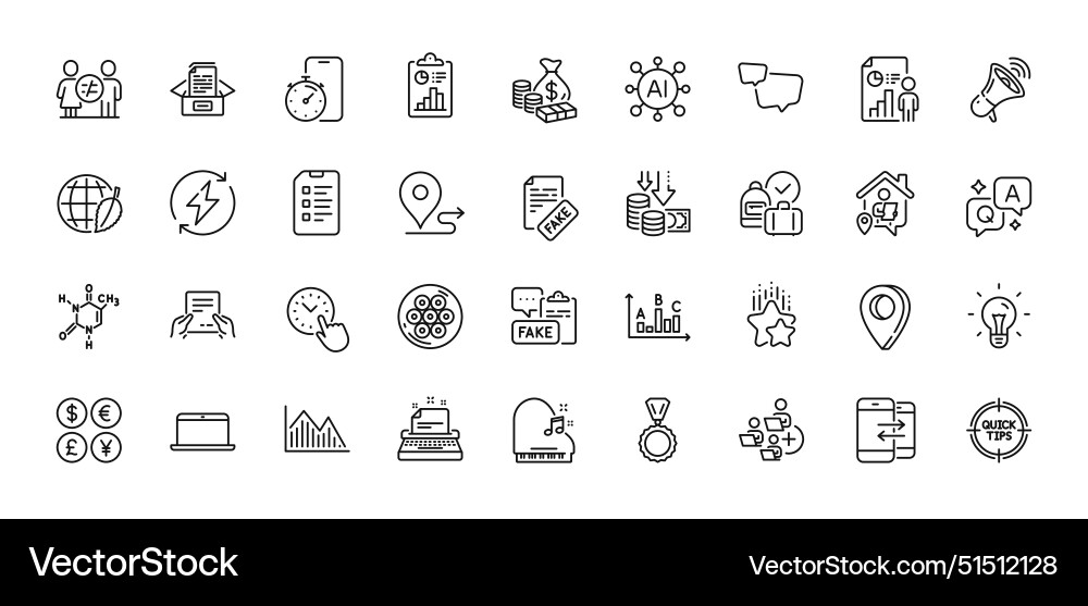 Megaphone timer app and report line icons pack Megaphone timer app and report line icons pack vector image