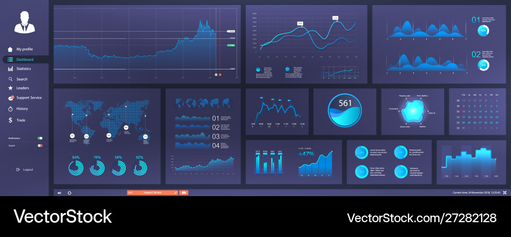Modern Blue Dashboard Template vector image