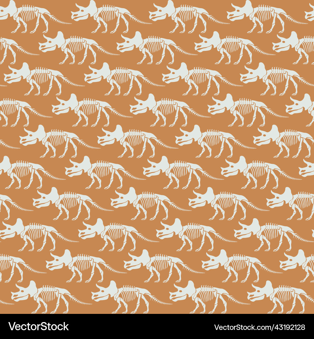 Seamless pattern with dinosaur skeleton vector image