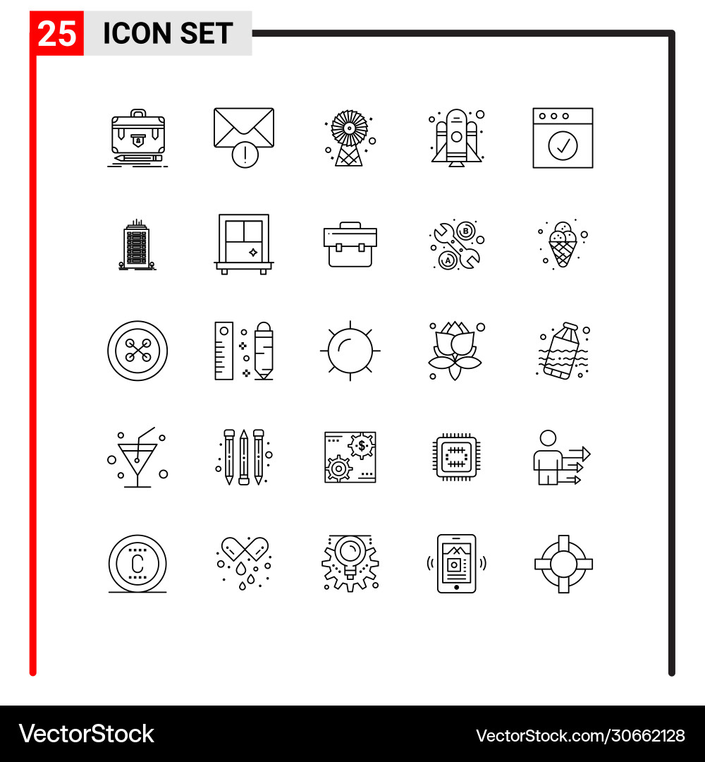 Set 25 lines on grid for mac app buildings Vector Image