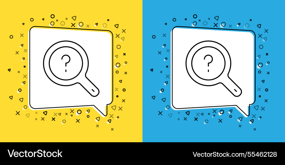 Set line unknown search icon isolated on yellow Set line unknown search icon isolated on yellow vector image
