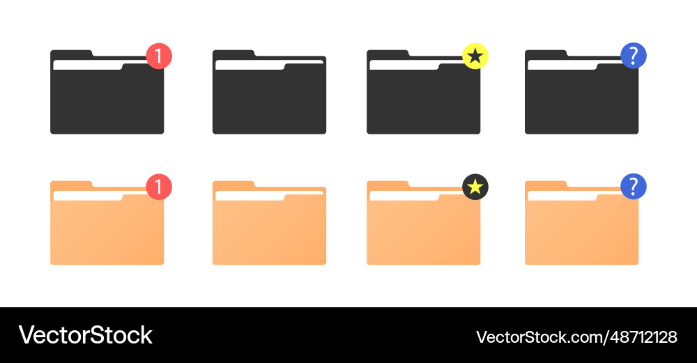 Set of modern folders icons for ui ux vector image