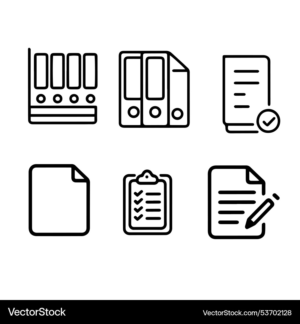 Simple set of document related line icons Vector Image