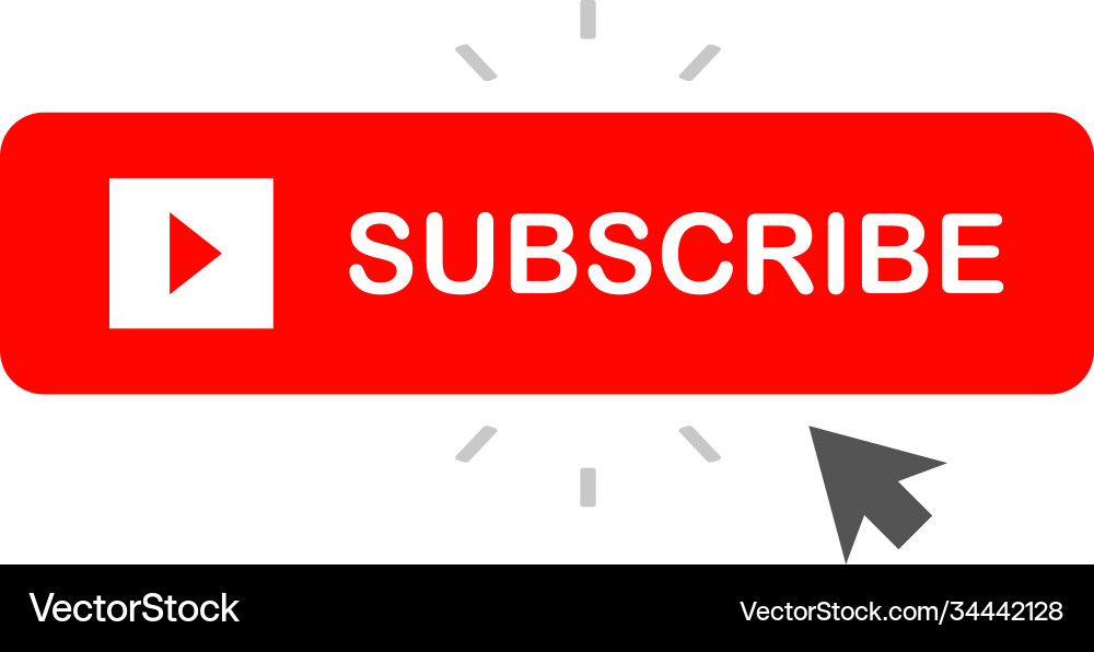 Subscribe button red colored with arrow cursor Subscribe button red colored with arrow cursor vector image