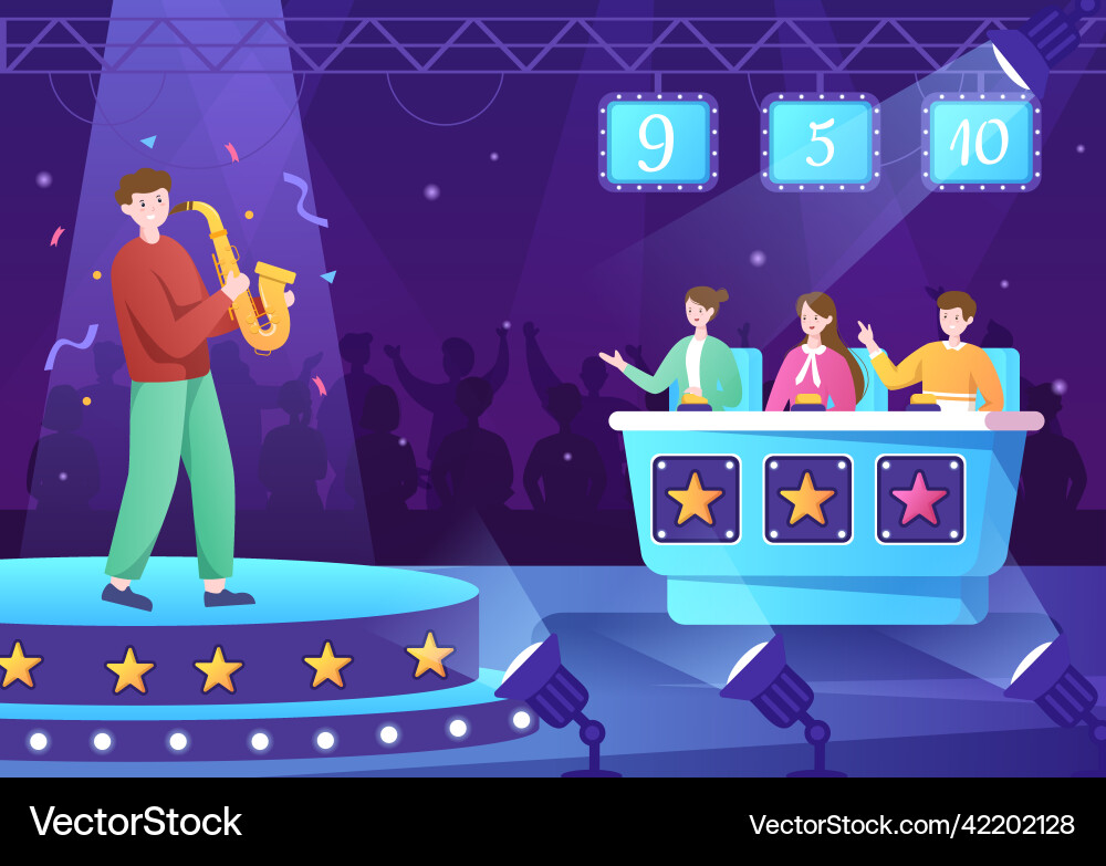 Talent show with contestants displaying Talent show with contestants displaying vector image