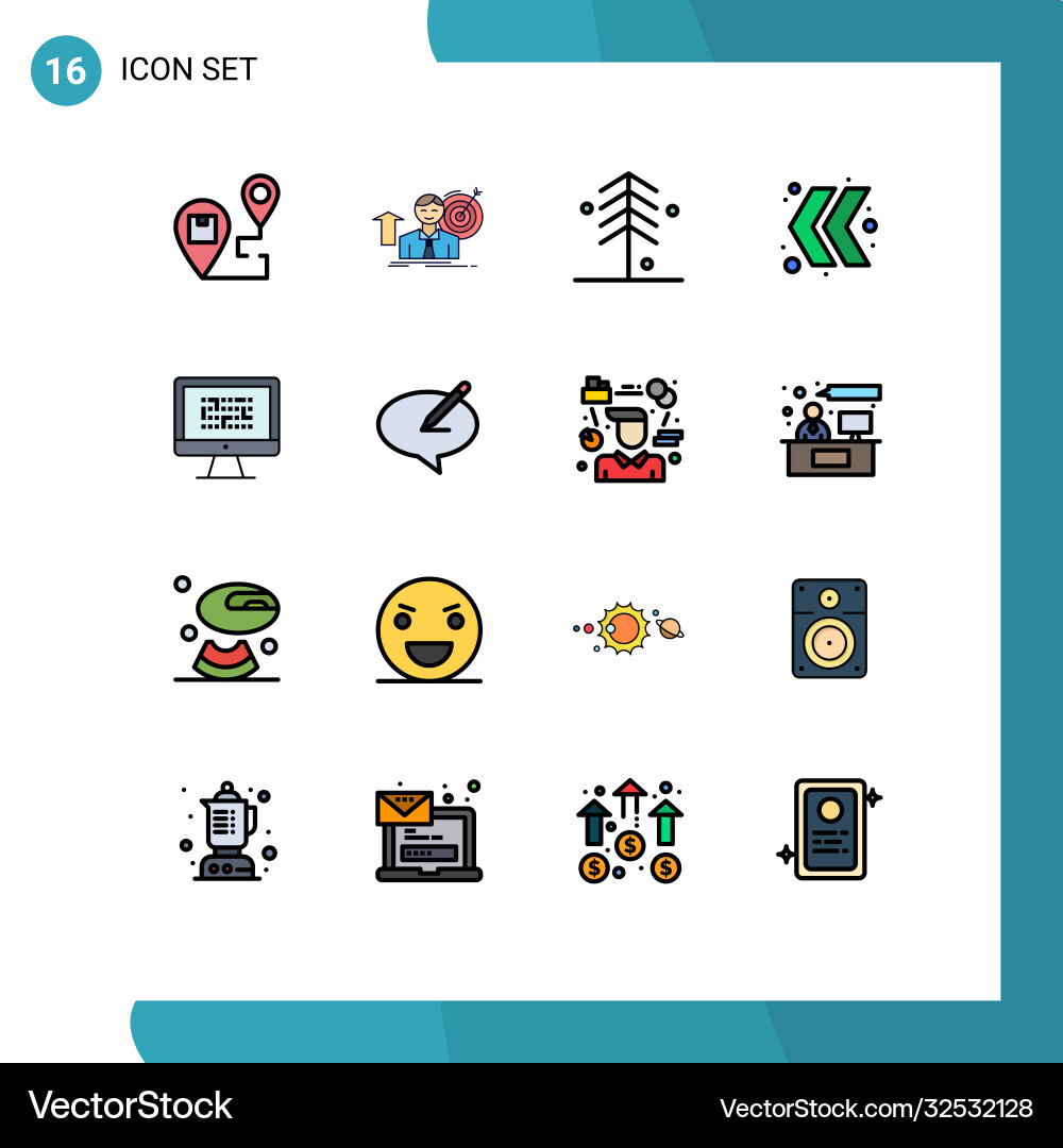 User interface pack 16 basic flat color filled Vector Image
