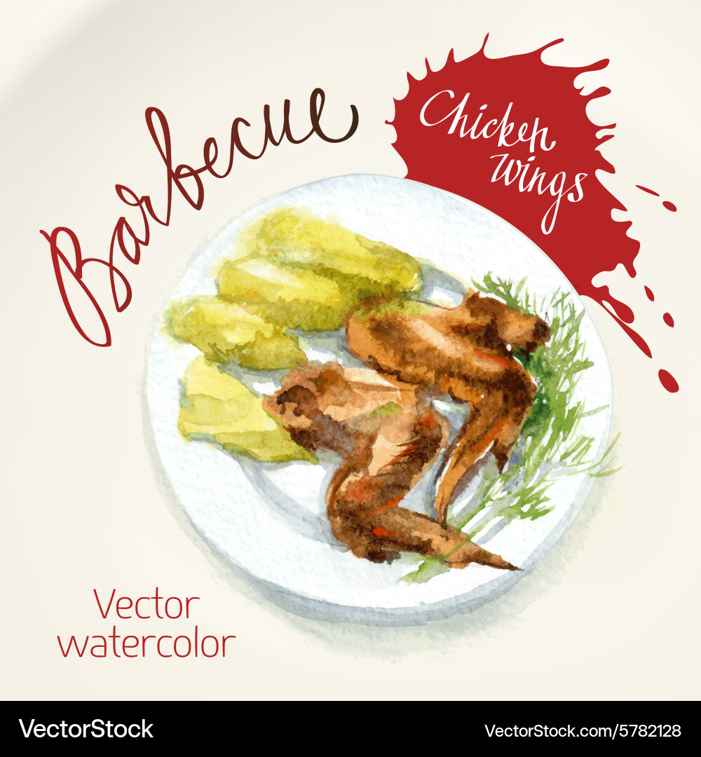Watercolor Chicken Wings Vector Image