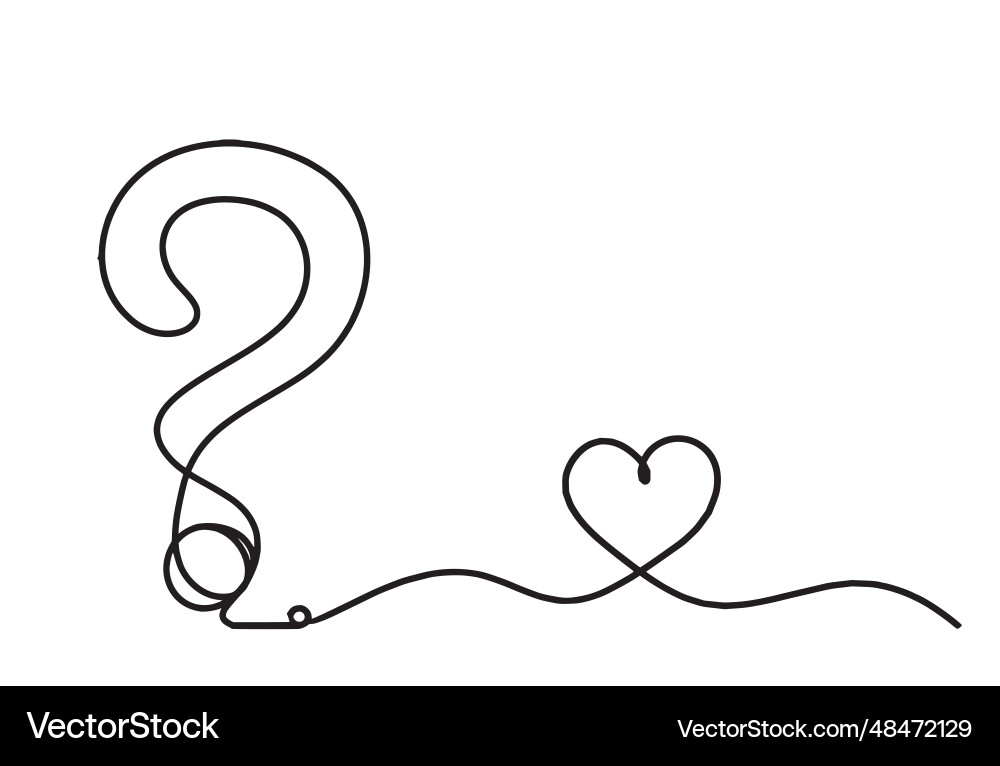 Abstract question mark with heart as continuous vector image