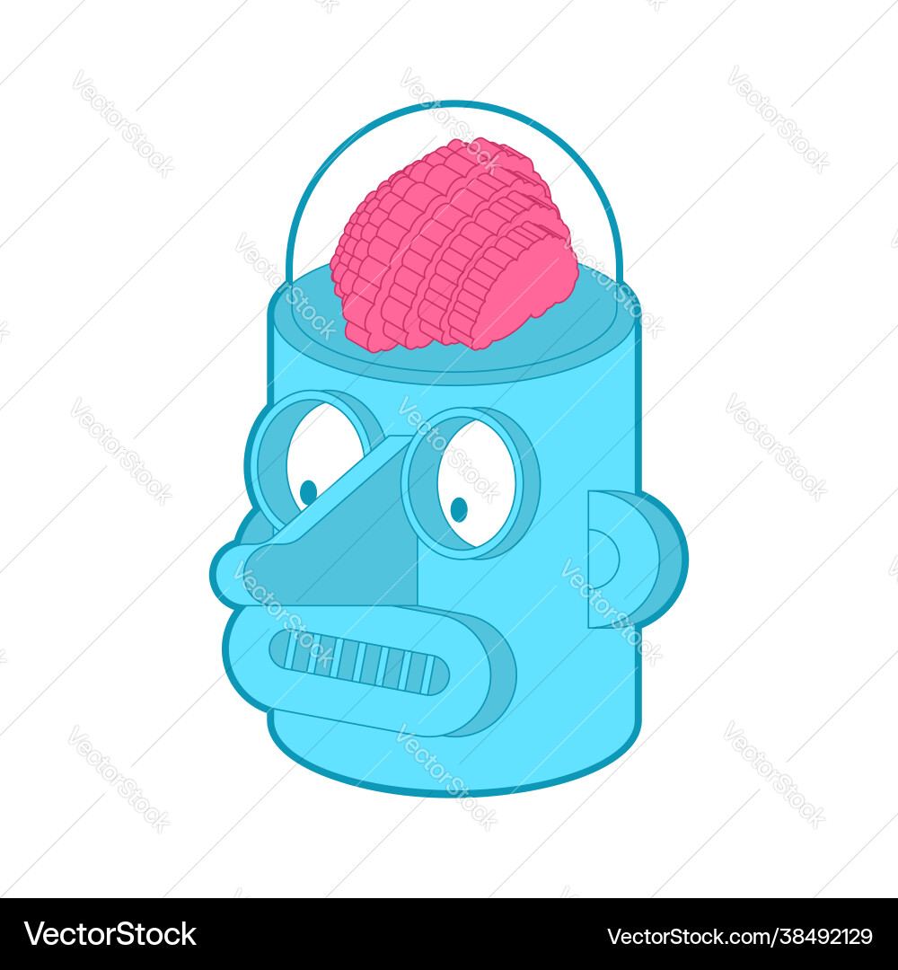 Artificial intelligence robot with brain retro Artificial intelligence robot with brain retro vector image