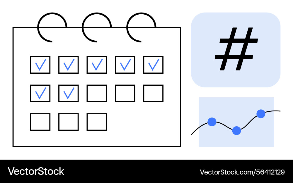 Calendar with check marks and analytics vector image