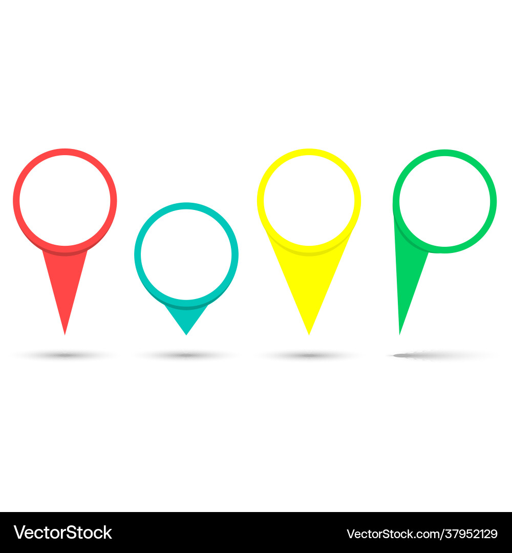 Colored mapping pins web buttons and shadow icon Colored mapping pins web buttons and shadow icon vector image