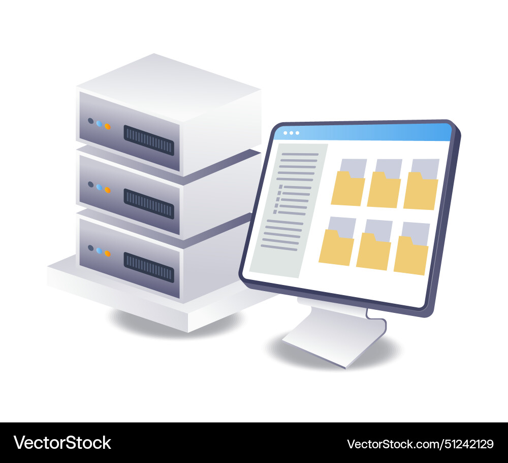 Computer folder data server technology Computer folder data server technology vector image