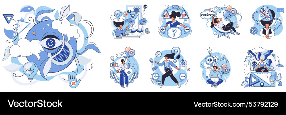 Conceptual visualization of cognitive processes Conceptual visualization of cognitive processes vector image
