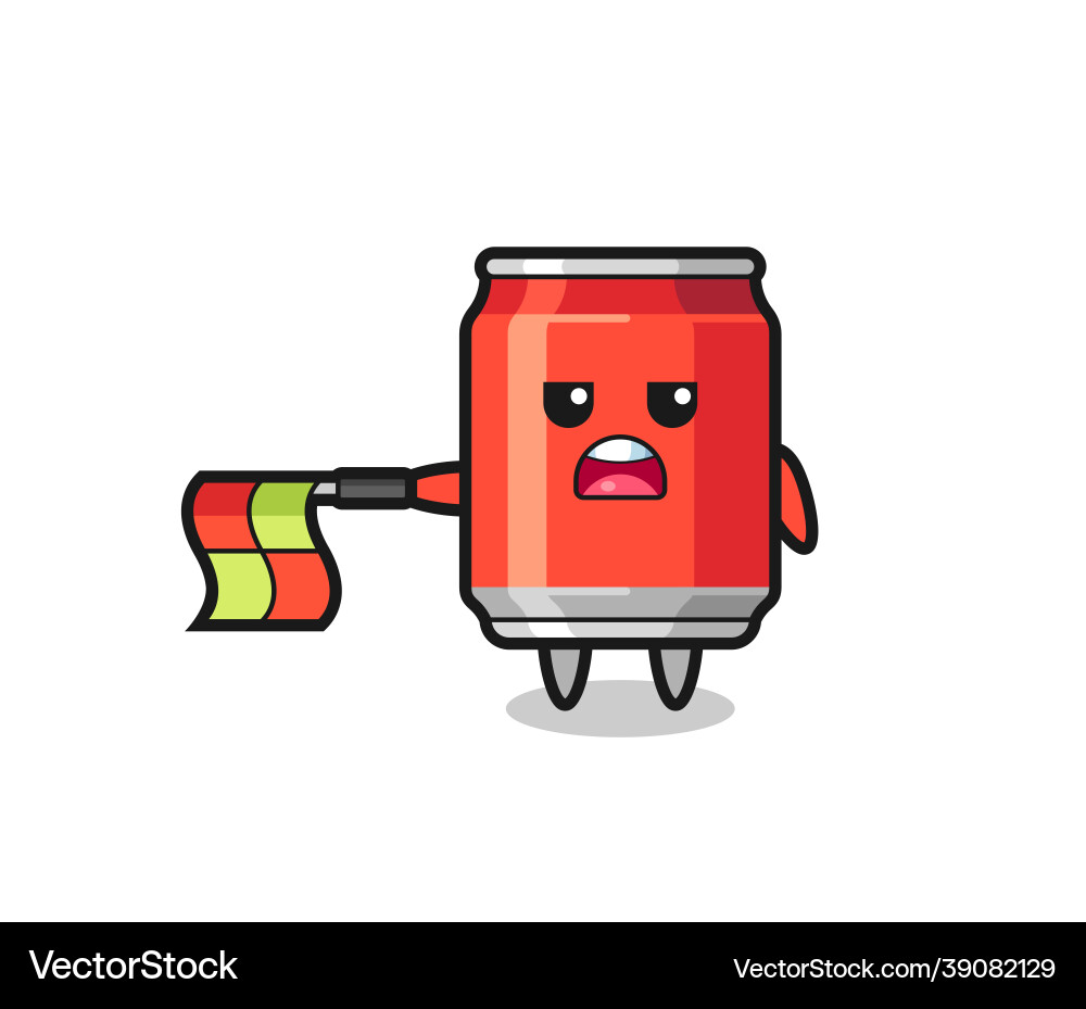Drink can character as line judge hold the flag Drink can character as line judge hold the flag vector image