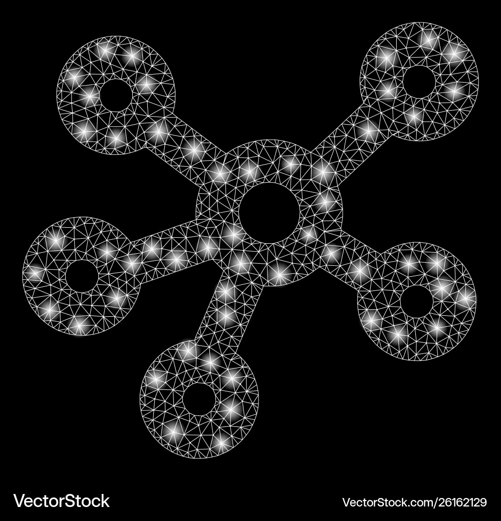 Flare mesh network hub links with flash spots Flare mesh network hub links with flash spots Vector Image