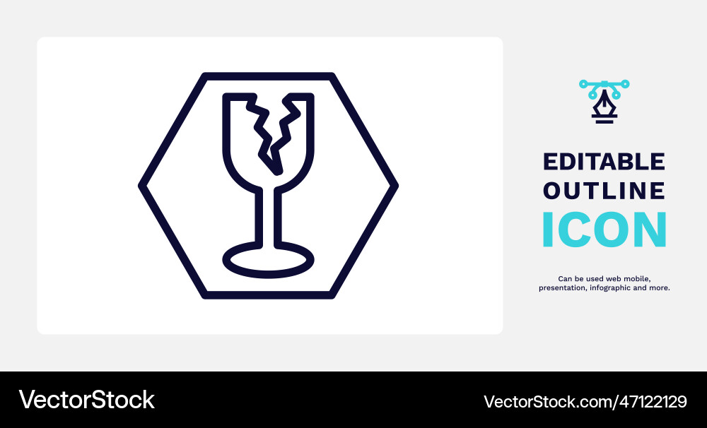 Fragile icon thin line from delivery Fragile icon thin line from delivery Vector Image
