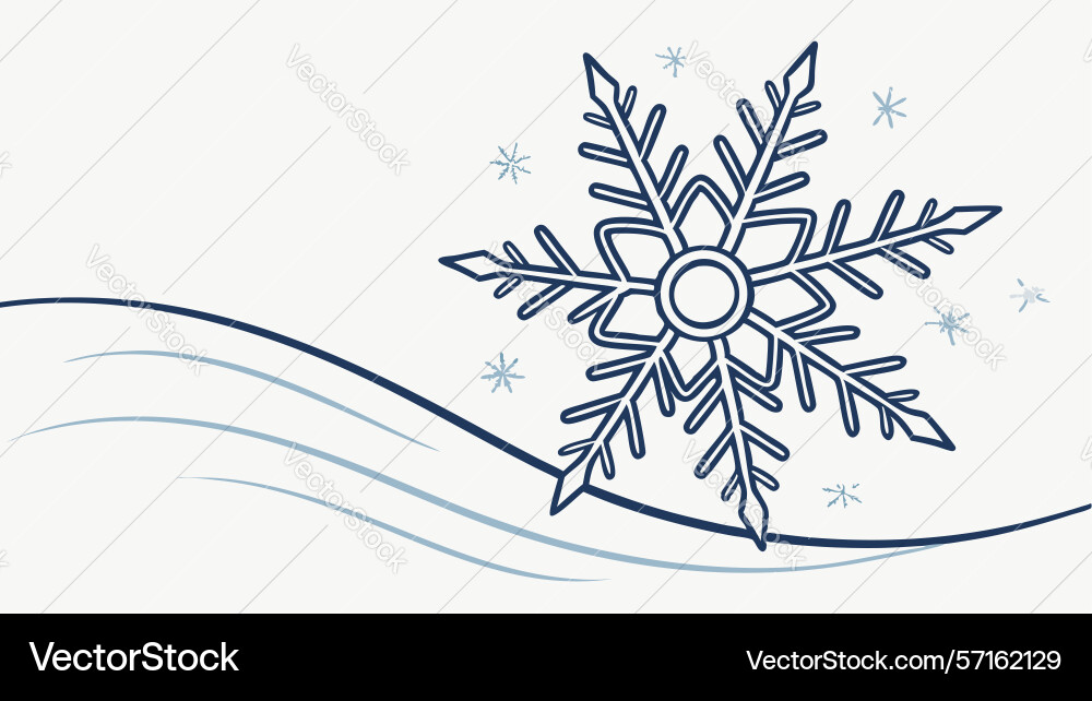 Intricate snowflake with gentle curved line vector image