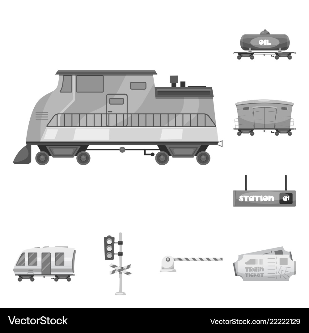 Isolated object of train and station icon set Isolated object of train and station icon set vector image