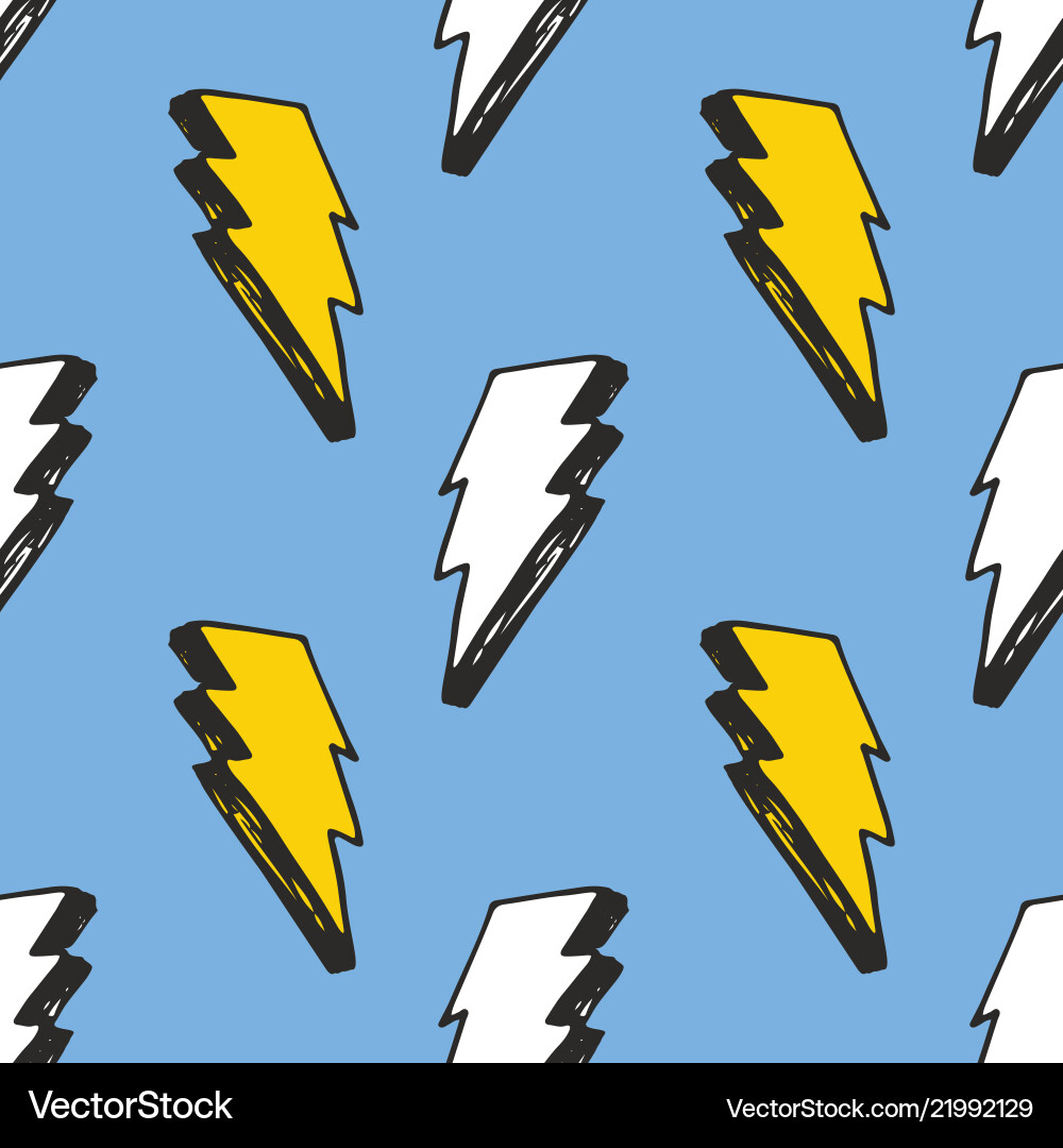 Lightning seamless pattern hand drawn sketched Lightning seamless pattern hand drawn sketched vector image