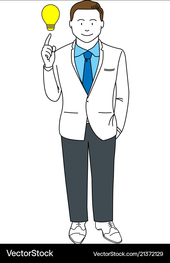 Man point on lightbulb vector image