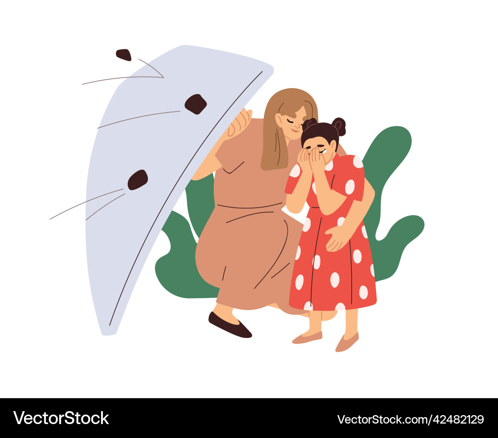 Mother caring protecting child from danger mom Vector Image(01)