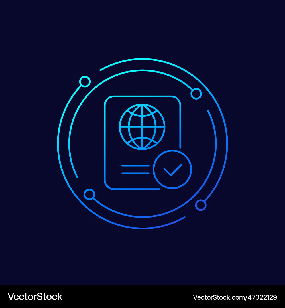 Passport control icon linear design Vector Image