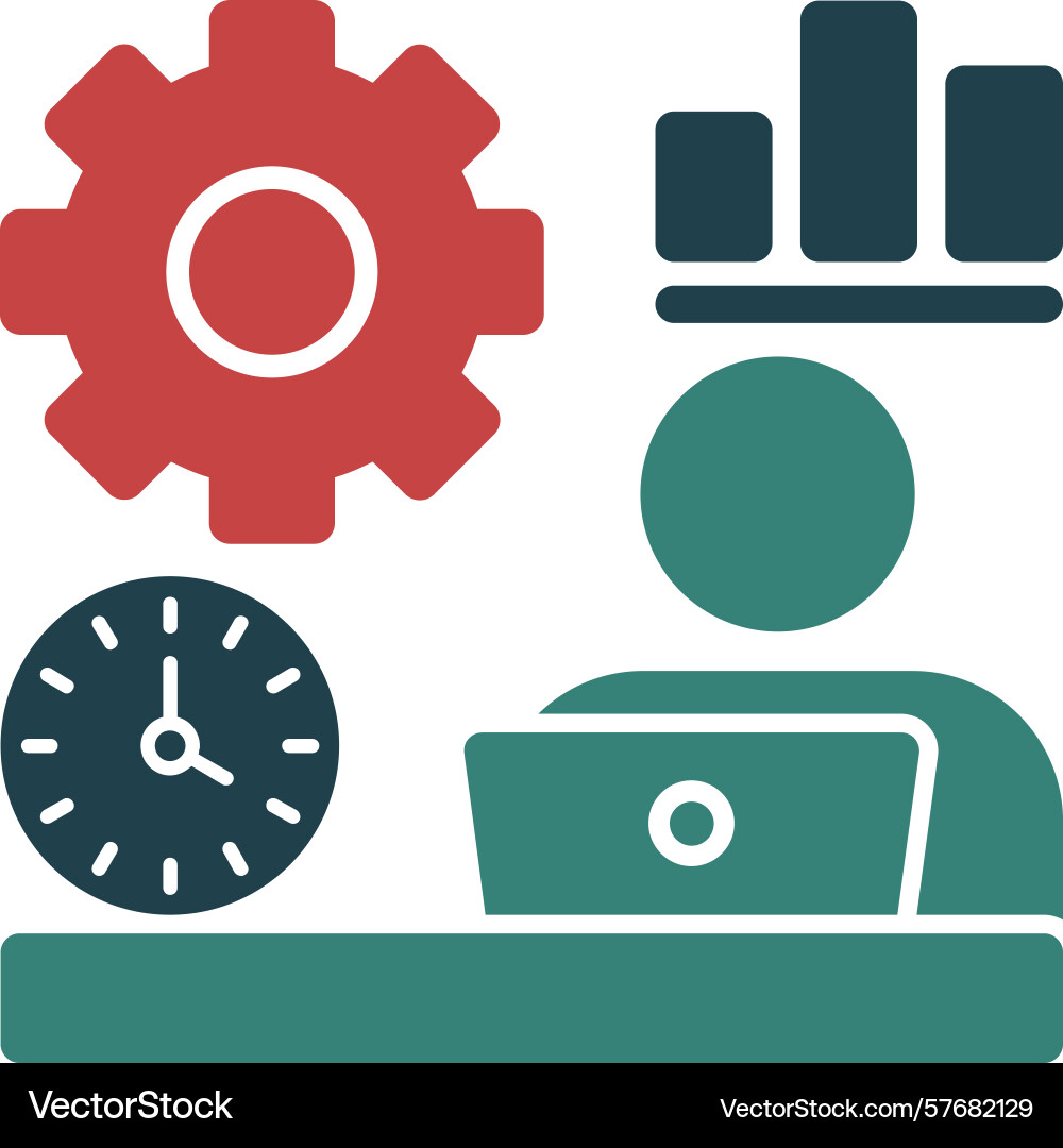 Remote work efficiency glyph multi color icon Vector Image