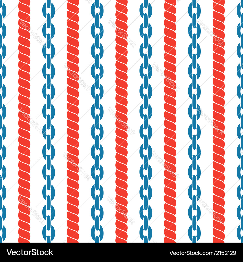 Seamless striped pattern with ropes and chains vector image