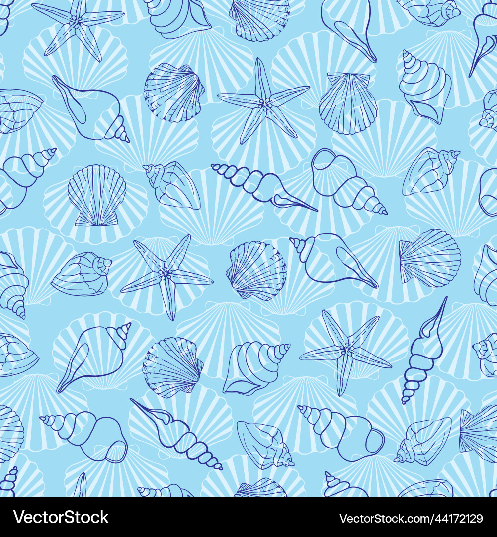 Seashell seamless pattern scallop background Seashell seamless pattern scallop background vector image