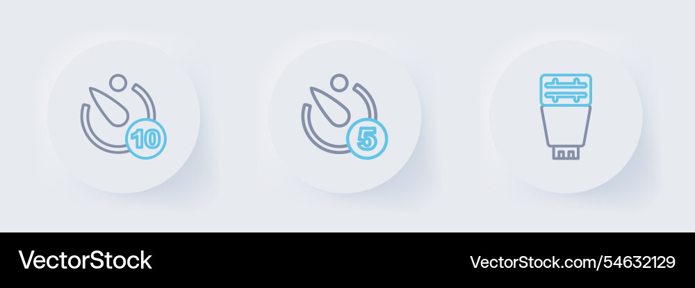 Set line photo camera flash timer and icon Set line photo camera flash timer and icon vector image