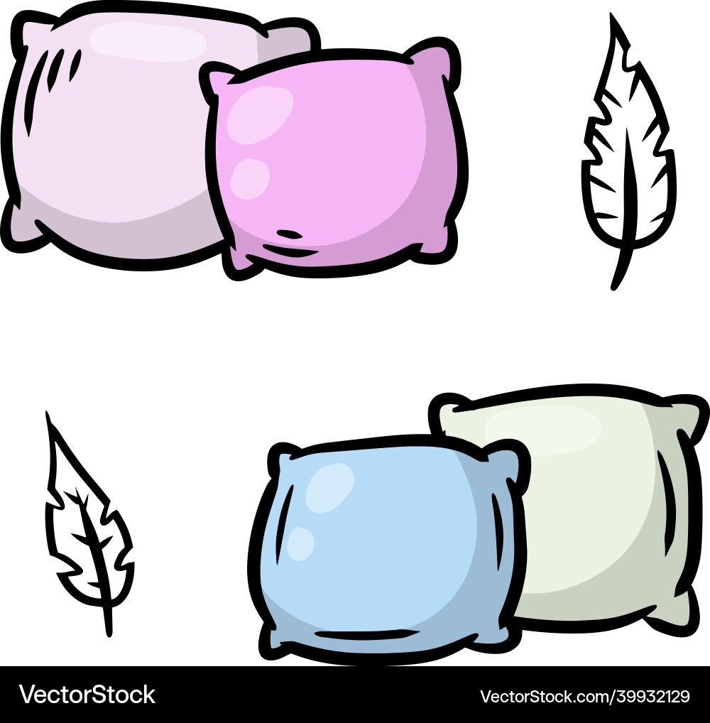 Set of pillows large and small object Vector Image