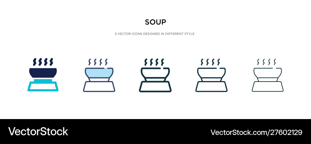 Soup icon in different style two colored vector image