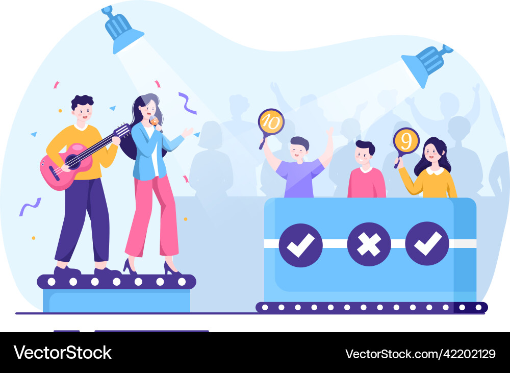 Talent show with contestants displaying Talent show with contestants displaying vector image