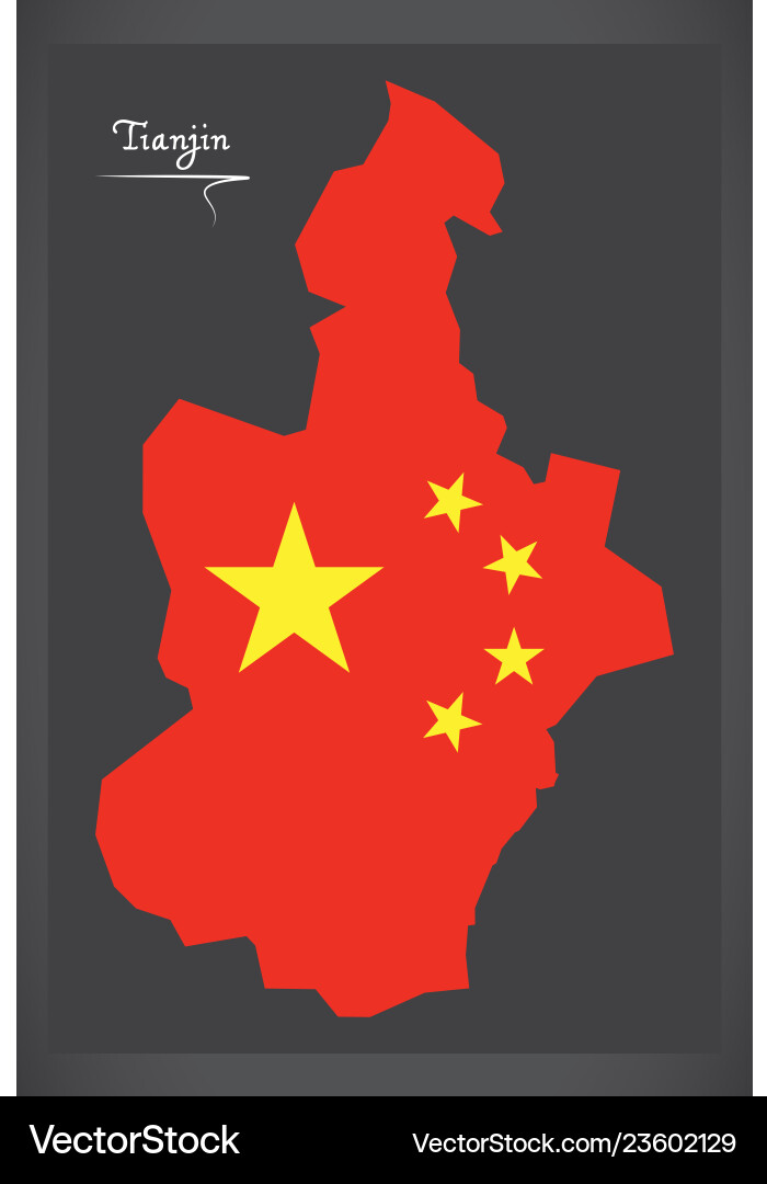 Tianjin china map with chinese national flag Tianjin china map with chinese national flag vector image