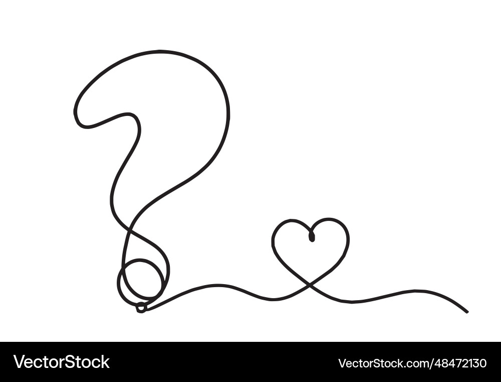 Abstract question mark with heart as continuous vector image