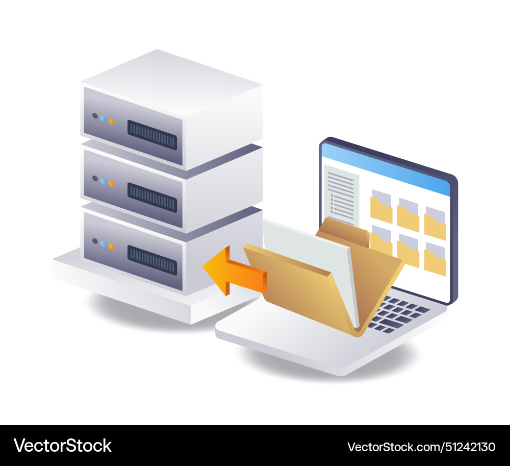 Computer folder data with technology server Computer folder data with technology server vector image